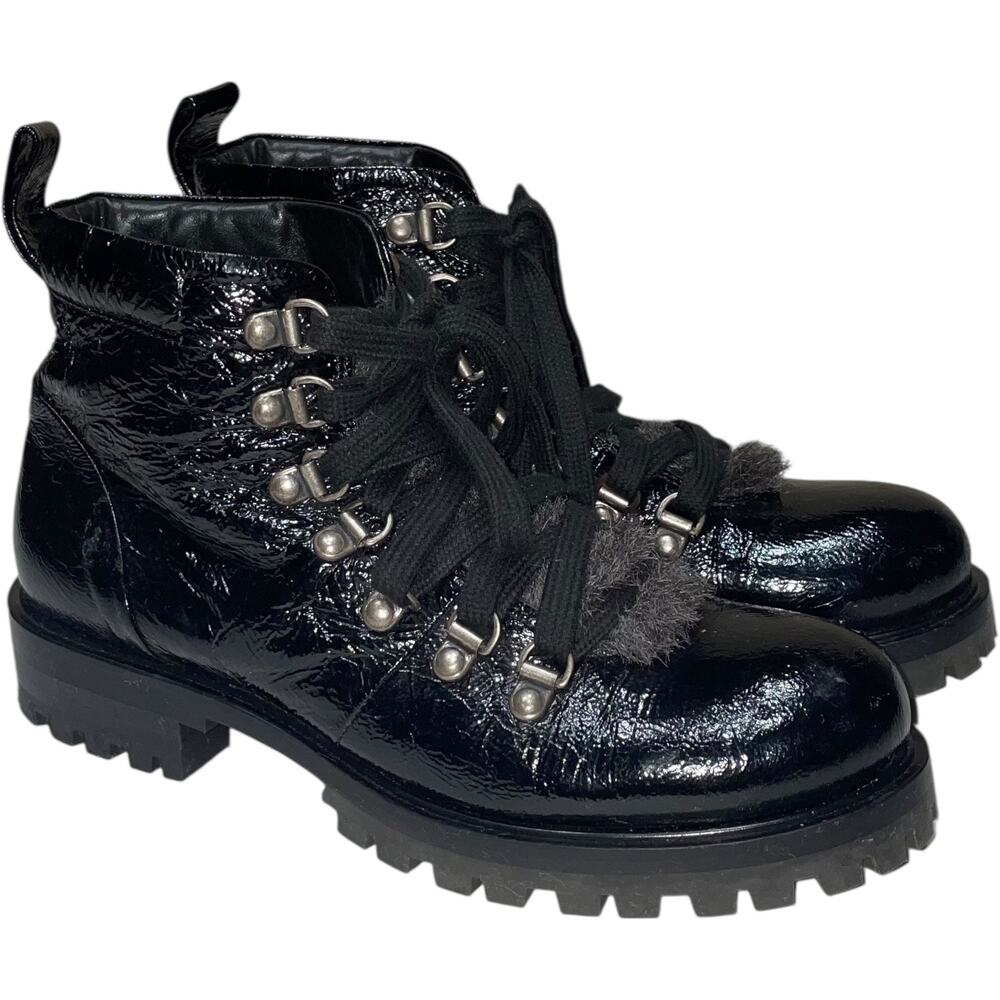 Halmanera Black Patent Leather Fur Lined Boots      Size: EU 36 / US 6